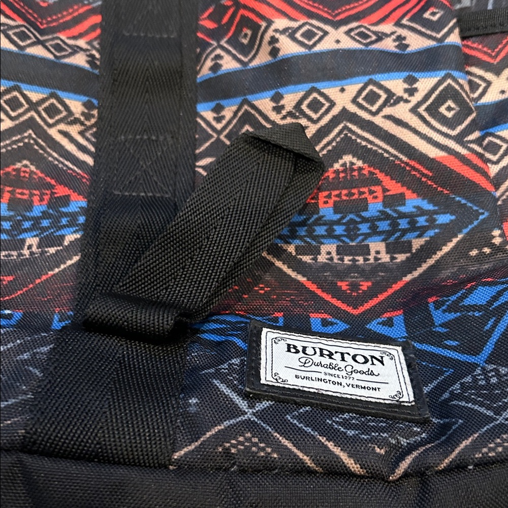 Burton Aztec Patterned Backpack With Black Accents - image 7